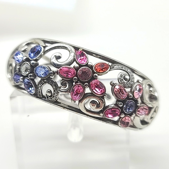 Brighton "GARDEN OF DREAMS" Pink/Purple Swarovski Crystal Floral Hinged Bangle! - Picture 10 of 15
